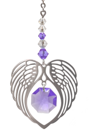 Birthstone Angel Wing Heart Light Amethyst