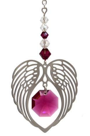 Birthstone Angel Wing Heart Ruby