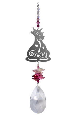 Large Crystal Fantasy - Cats in Love Deep Rose