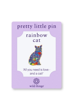 Sitting Cat Heart Pin Rainbow