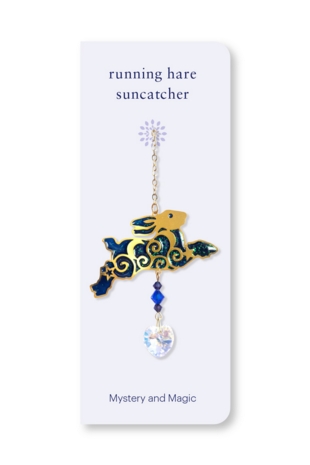 Carded Crystal Dreams Running Hare - Dark Blue