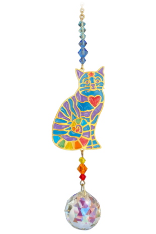 Sitting Cat Heart - Rainbow