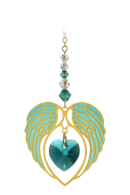 Gold Angel Wing Heart - Emerald
